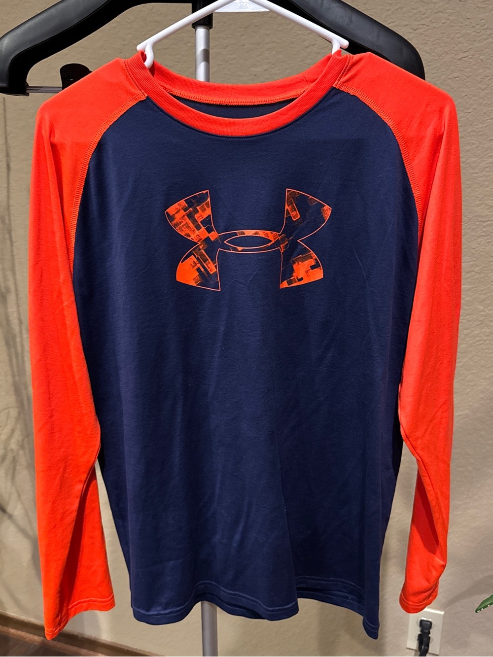 Youth Under Armour Navy Tee with Bright Orange Trim